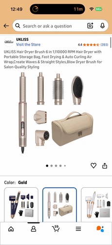Ukliss hair dryer - brush, in